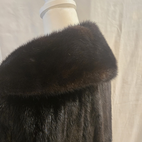 Vintage 1970s Mink Fur Belted Leather Coat Womens Small Medium - Picture 8 of 16